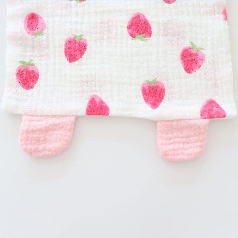 Emenpy Bunny Security Blanket for Boys and Girls,Cotton Soft Breathable Muslin Soothing Towel Appeasing Toy for Infant,Newborn Gift,2 Pcs Set (Strawberry&Orange) - Image 4